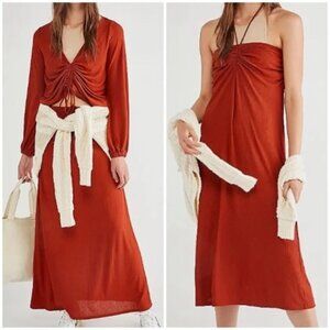 🌞 FREE PEOPLE Terracotta Rust Addison Convertible Travel Beach Set